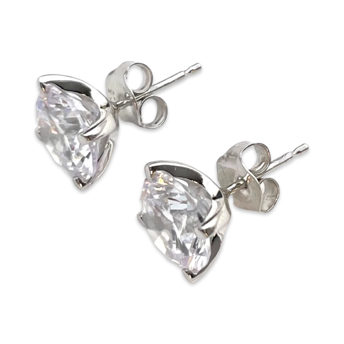 Boucles d'oreilles rondes en argent avec zircons 6 mm