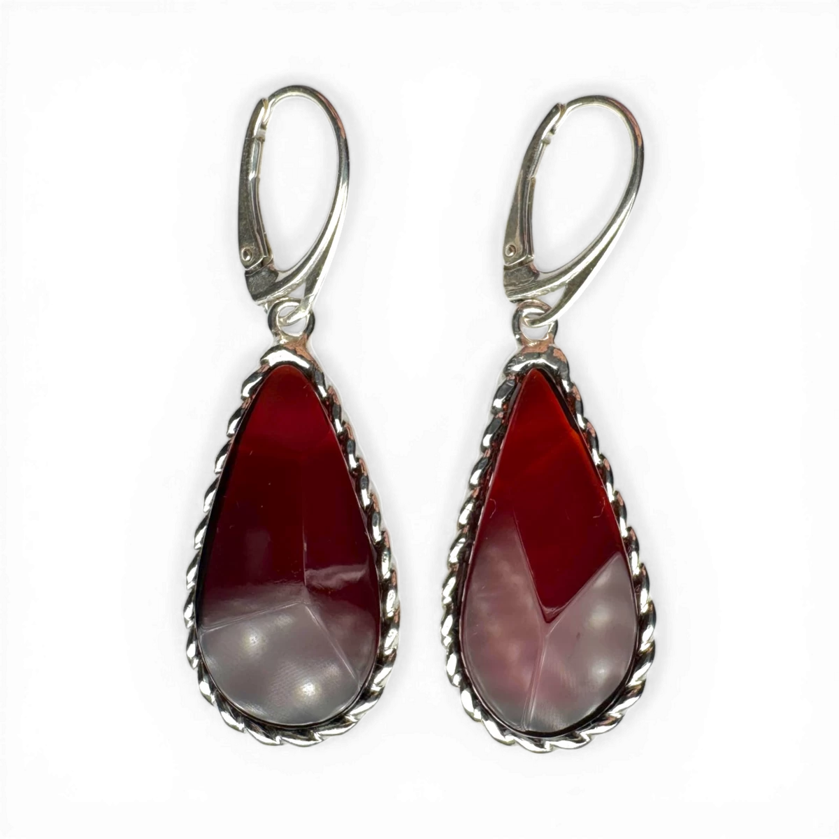 Silver amber earrings