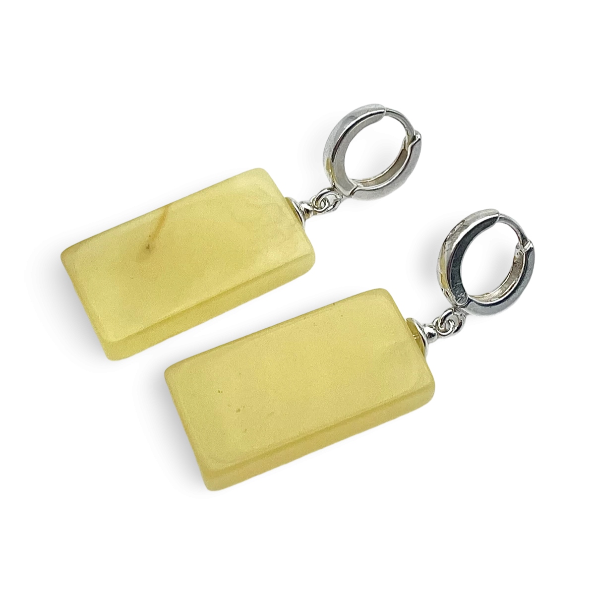 Срібні янтарні сережки