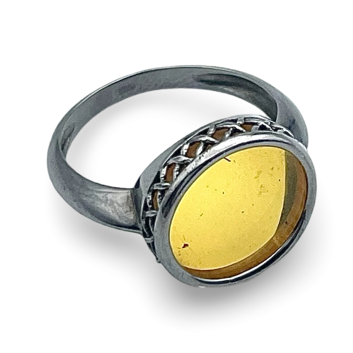 Silberner Bernsteinring