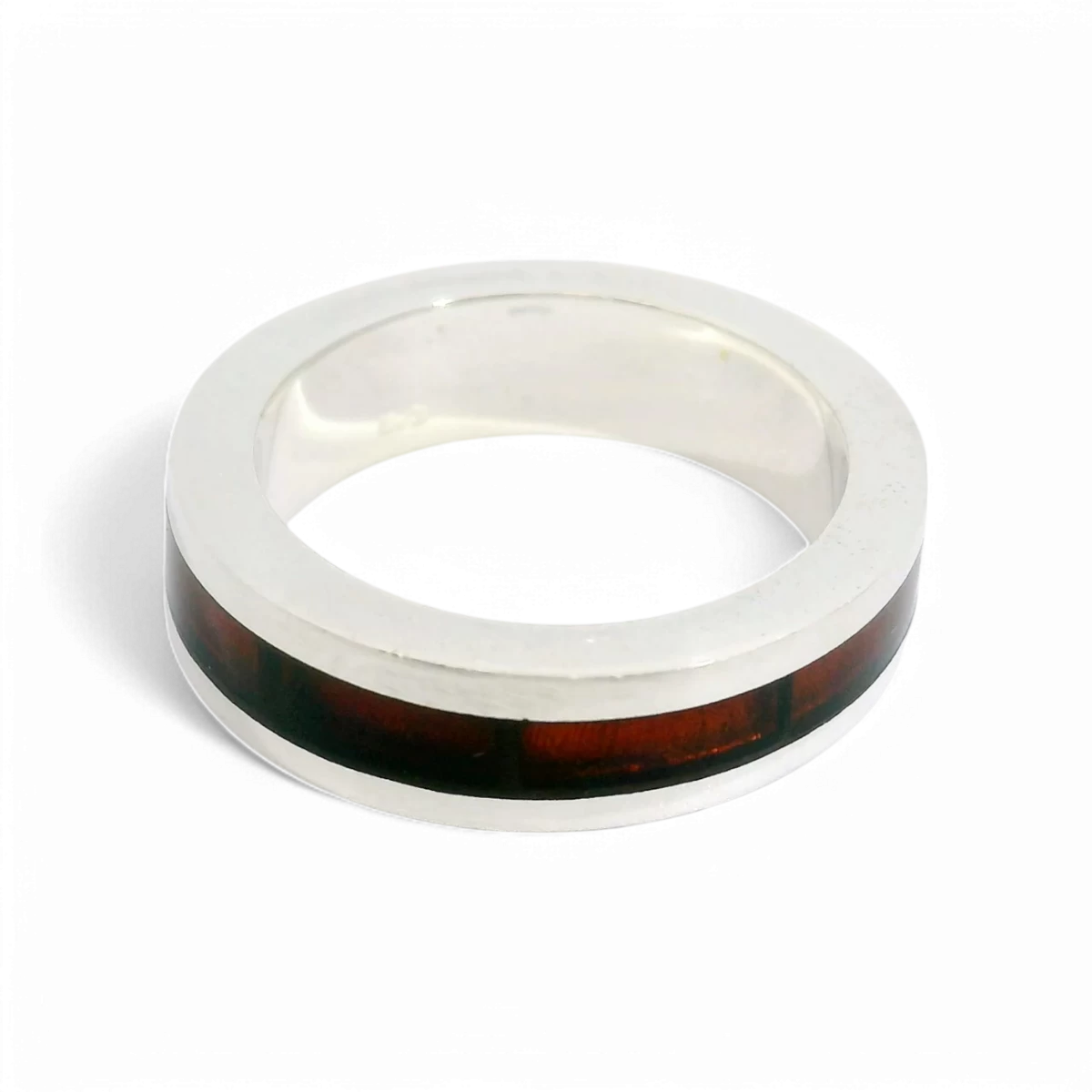 Bague en ambre argenté