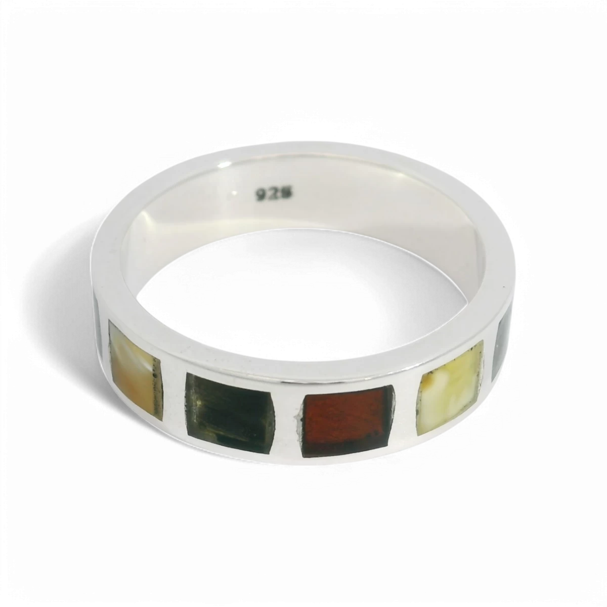 Срібне бурштинове кільце