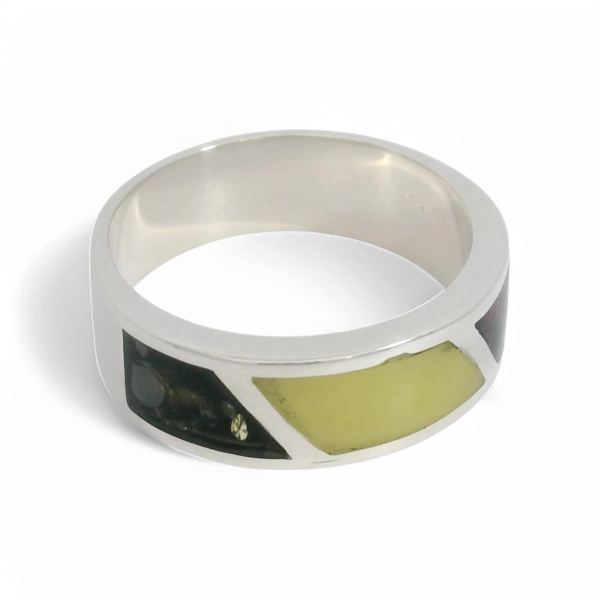 Срібне бурштинове кільце