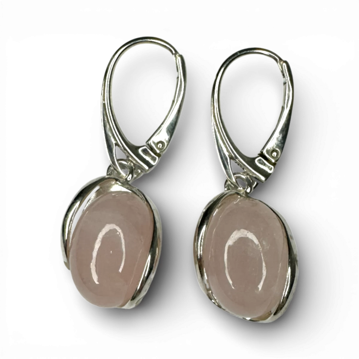 Silver and rose quartz earrings