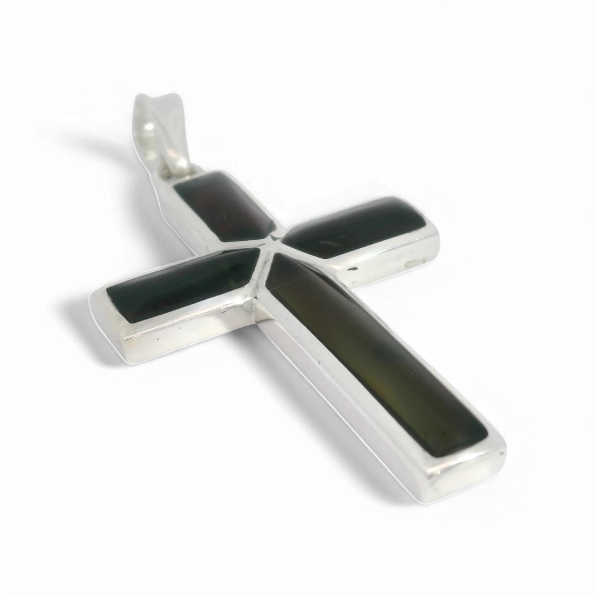 Срібний хрест з бурштином