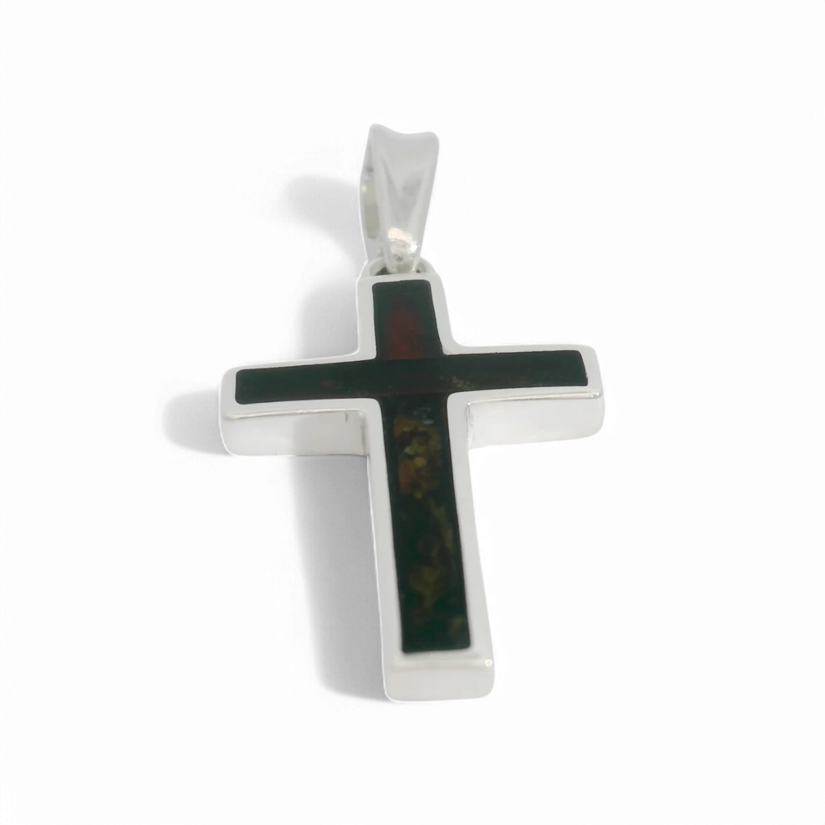 Срібний хрест з бурштином