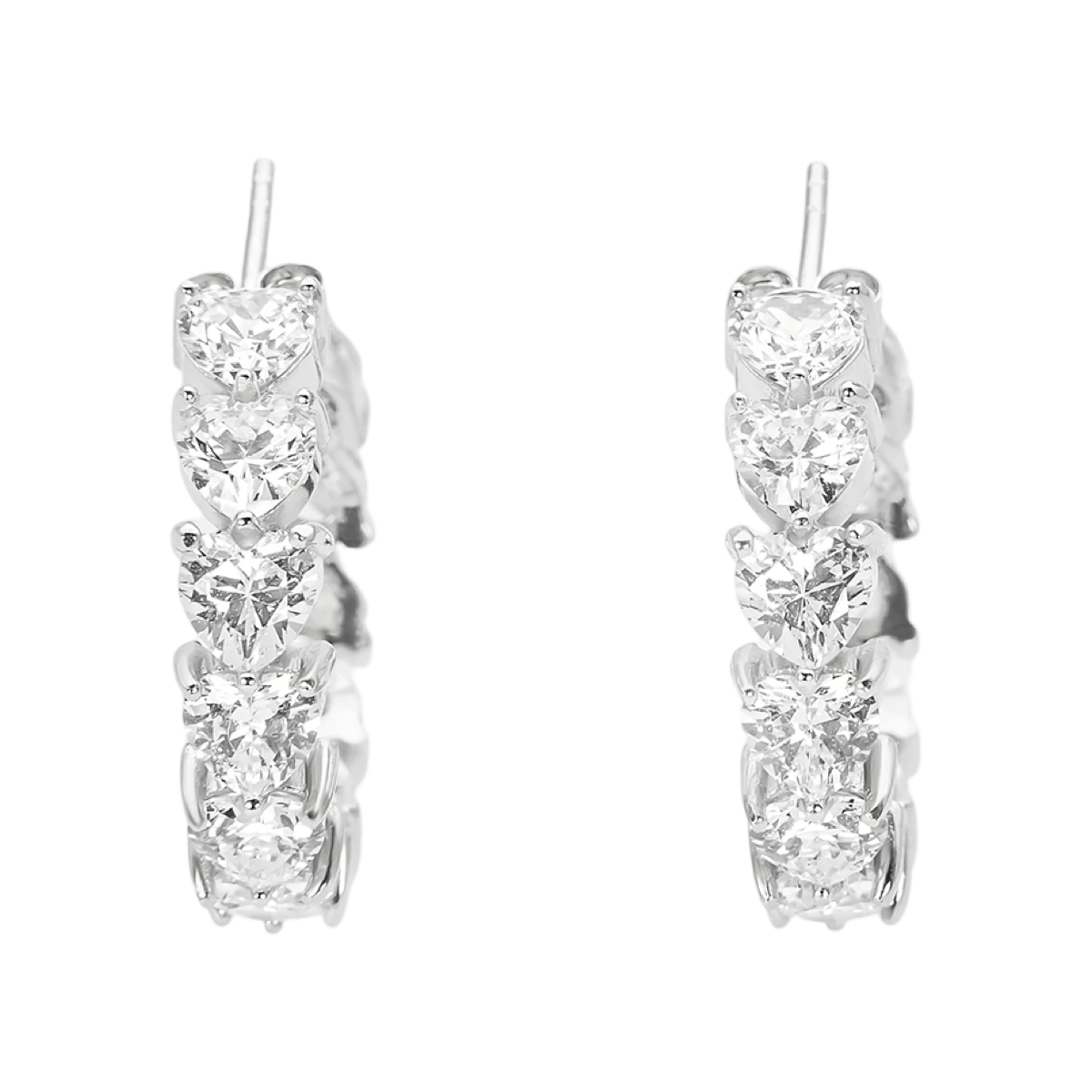 Срібні сережки сердечка з цирконами