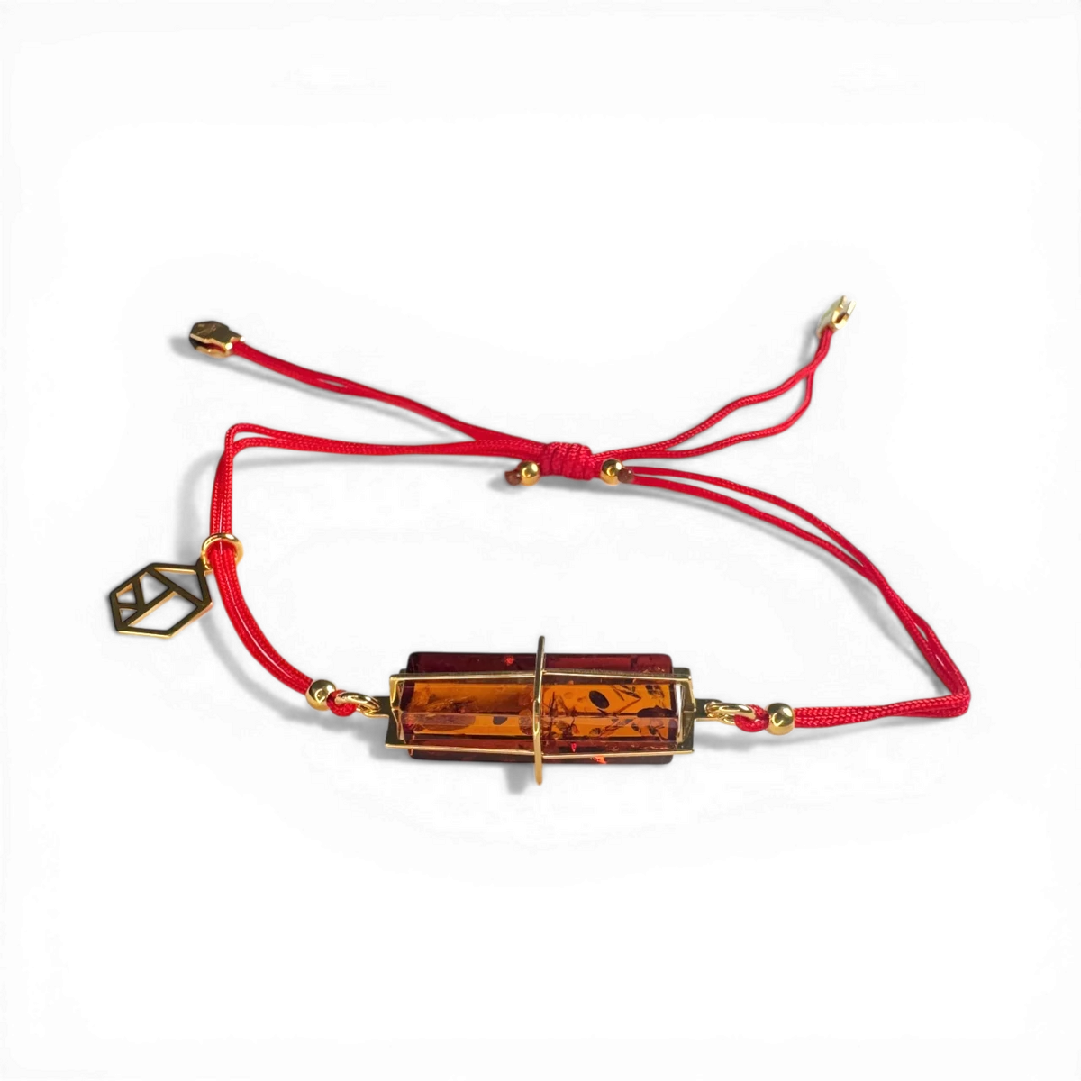 Silver gold plated amber bracelet