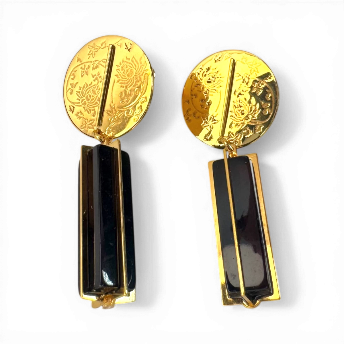 Silver gold plated amber earrings