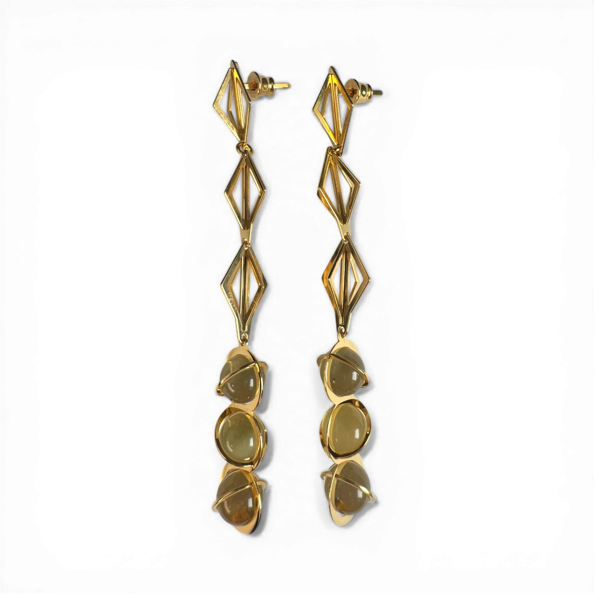 Silver gold plated amber earrings