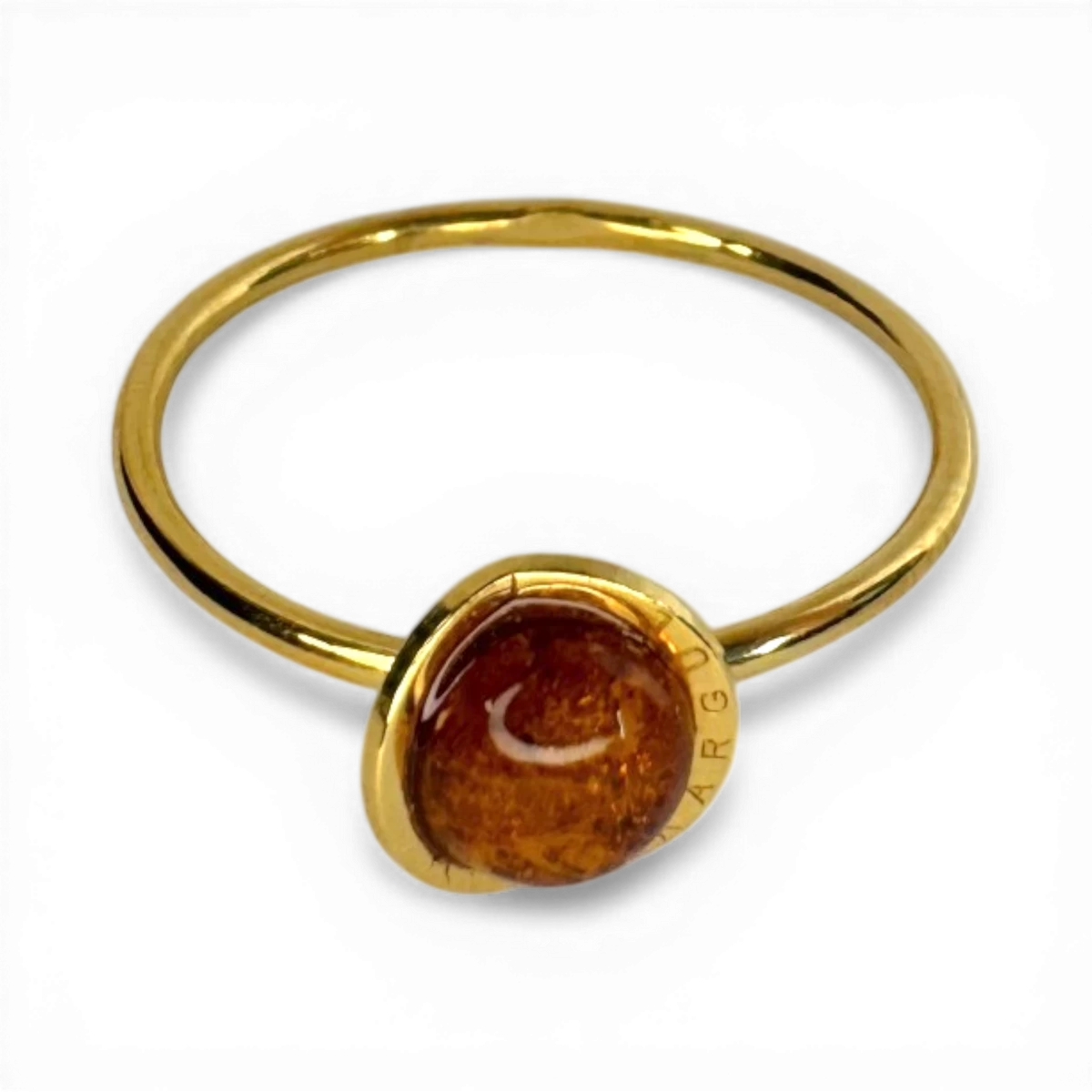 Silver gold plated amber ring