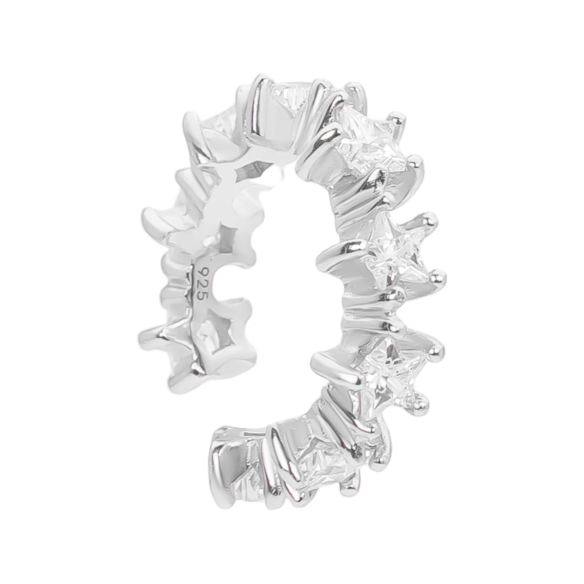 Silber Zirkon Ohrclip Sterne