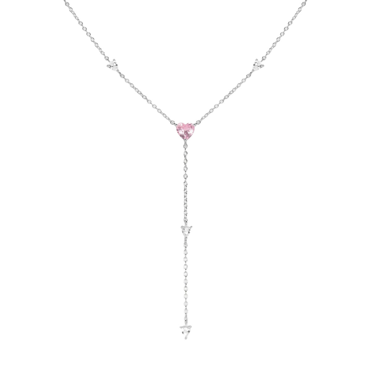 Срібне кольє з цирконом серце