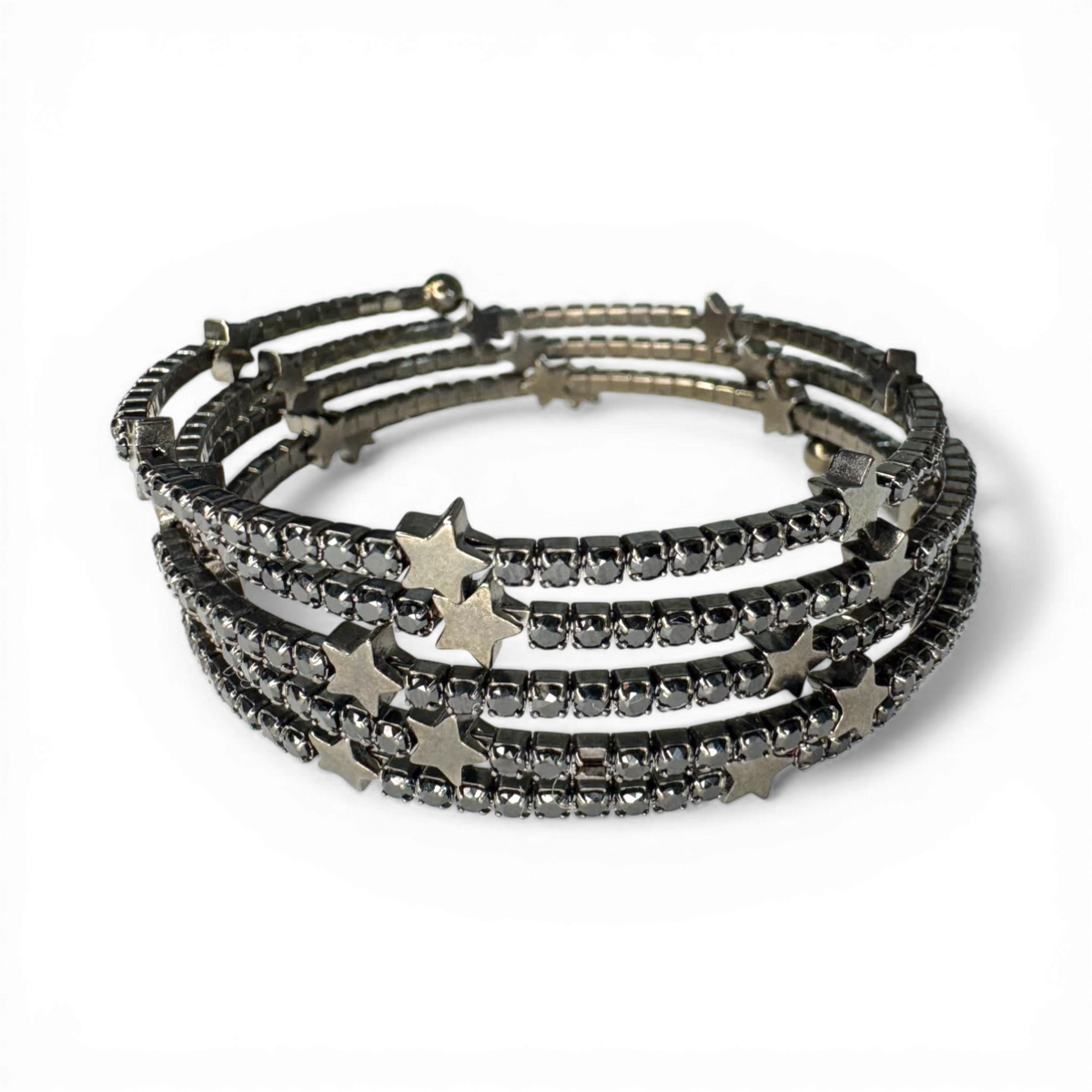 Pulsera espiral con estrellas y nano cristal negro