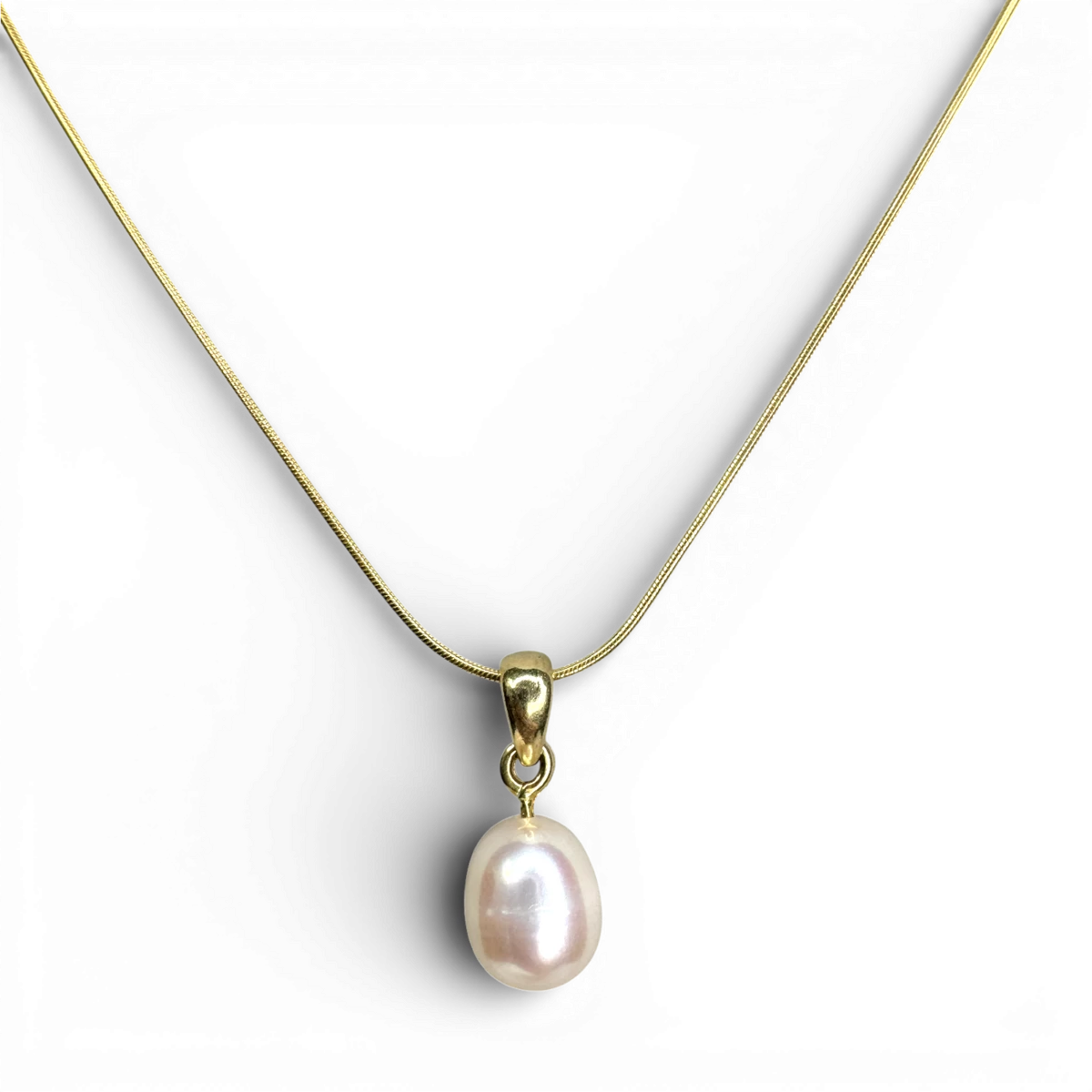 White Pearl gold plated silver necklace