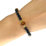 Bracelet en agate noire, miel ambré
