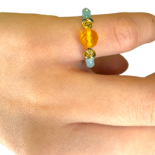 Amber lemon faceted, amazonite