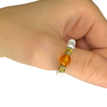 Amber lemon, faceted and pearls ring