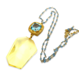 Ambernhalskette mit Topas und Türkis