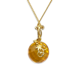 Amber pendant with gold-plated chain