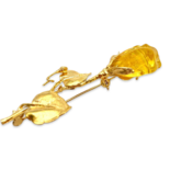 琥珀玫瑰，镀金胸针