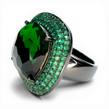 Antique ring green central glass and nano pavé