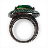 Antique ring green central glass and nano pavé