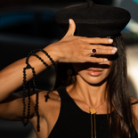 Schwarzer Bernstein Rosenkranz mit Kreuz