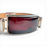 Black Leather Bracelet with Cherry Amber