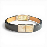 Black Leather Bracelet with Scorpion in Amber