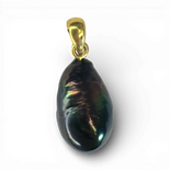 Black Pearl gold plated silver necklace