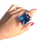 Blue Zircon Ring — Gold-Plated Brass