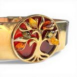 Brown Leather Bracelet with Tree of Life Amber Centerpiece