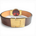 Brown Leather Bracelet with Tree of Life Amber Centerpiece