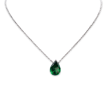 Classic Single Pear Cut Silver Necklace