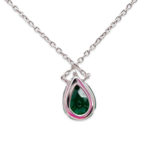 Classic Single Pear Cut Silver Necklace