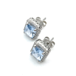 Cushion Cut Silver Earrings