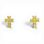 十字形方形黄色锆石耳环