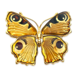 Gilded butterfly brooch with amber