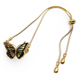 Pulsera de ámbar bañada en oro Mariposa