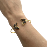 Gold-plated amber bracelet Butterfly