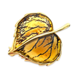 Gold-plated amber brooch pendant Leaf