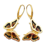 镀金琥珀蝴蝶耳环