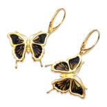 Goldplattierte Bernstein-Ohrringe Schmetterling