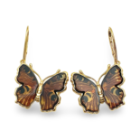 Gold-plated amber earrings Butterfly