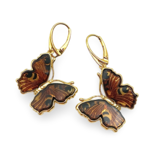 Gold-plated amber earrings Butterfly