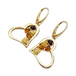 Gold-plated amber earrings Hearts