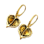 金镀琥珀叶形耳环