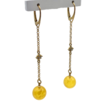 金镀琥珀耳环，小号