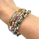 Bracelet en ambre multicolore plaqué or